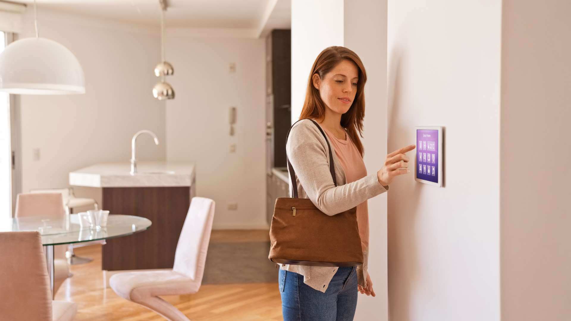 image of a woman activating home security